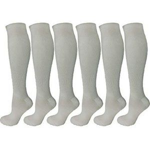 6 Pair White Small/Medium Ladies Compression Socks